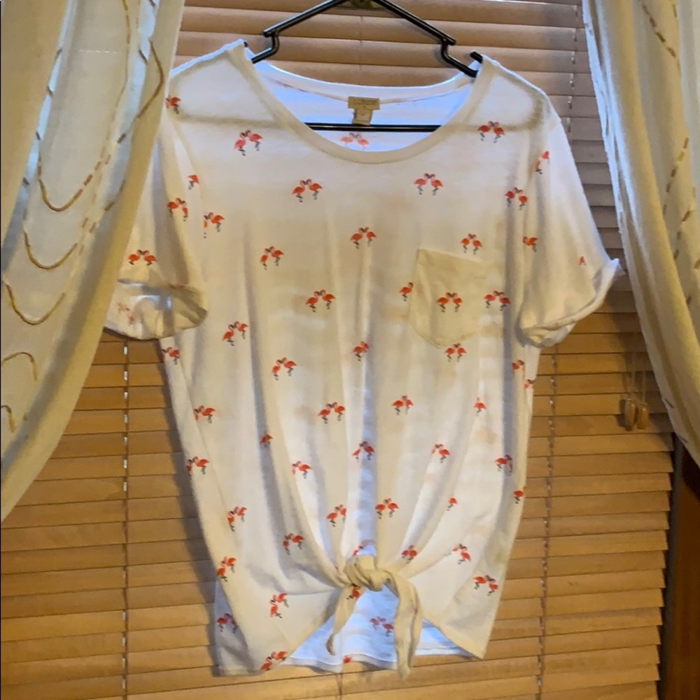 J.Crew Tie Front Flamingo T-shirt